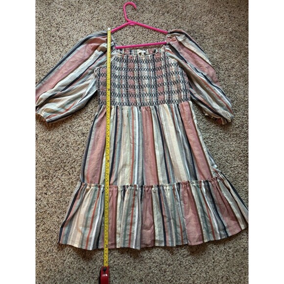 Kate and Sam Women's Flowy Boho Stripe Dress Size Medium Rose Blue Sleeves Fall - Picture 4 of 6